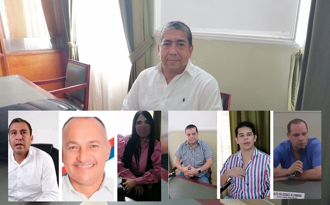 Diputados de la nueva mayoría: Carlos Julio Diazgranados, Álex Velázquez, Rafael Noya, Julio Alzamora, Marta López, William Lara, Amed Zawady y el secretario general, José Fernández De Castro.