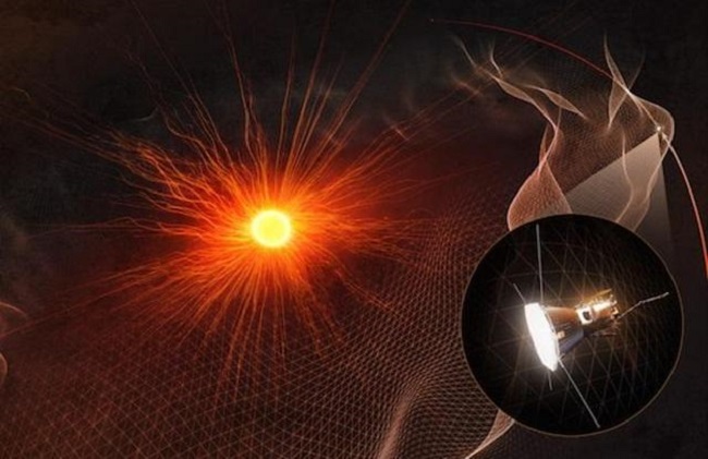 Representación artística de la sonda espacial de la Nasa Parker Solar Probe y el Sol. EFE/NASA/