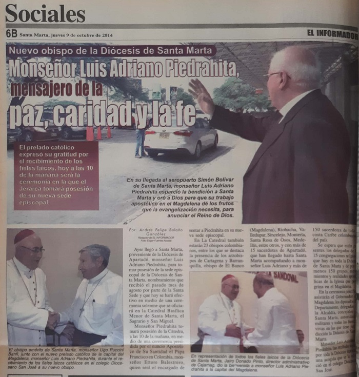 El acto de posesión fue presidido por el nuncio apostólico, monseñor Ettore Balestero y asistieron 23 obispos de la Conferencia Episcopal Colombiana, más de 200 sacerdotes del país así como religiosos, religiosas, autoridades civiles y militares. Fotos: Edgar Fuentes Acosta. 