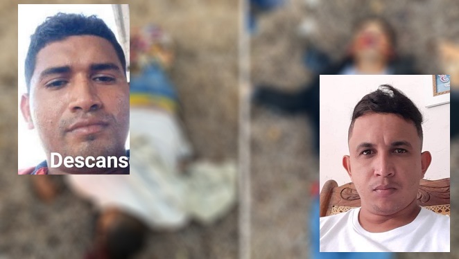 Los cuerpos sin vida de Miller Berrío y William Castillo Martínez. quedaron a un lado de la vía cerca de la entrada al municipio de Plato, Magdalena.