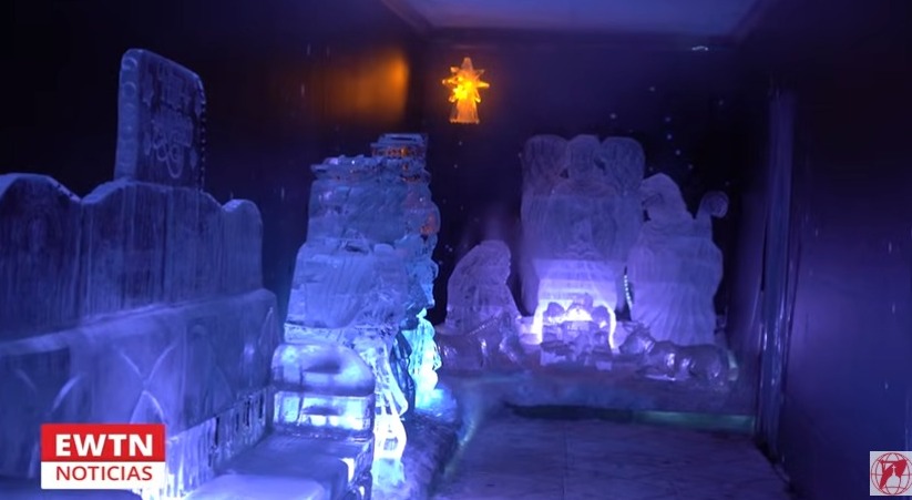 Nacimiento de hielo instalado en la Diócesis de Fontibón (Colombia). | Crédito: EWTN Noticias.