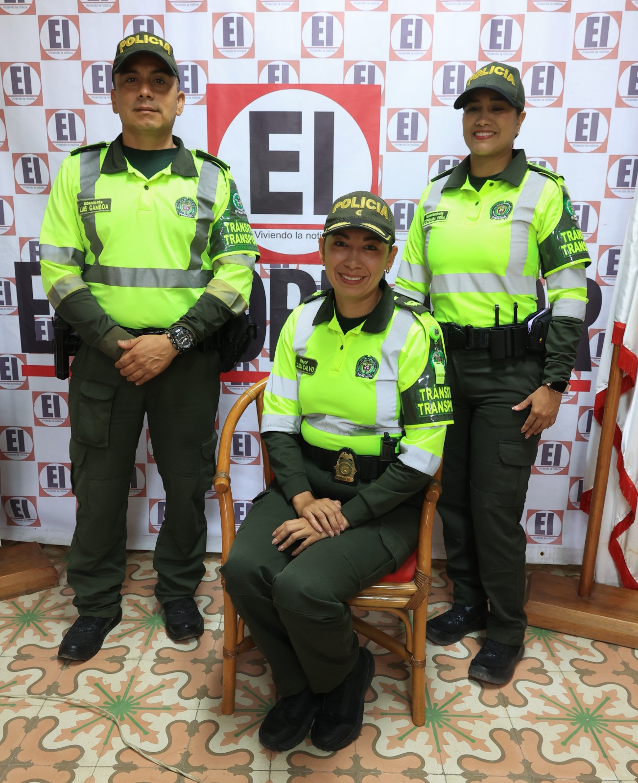 Intendente, Luis Gamboa; Mayor Gloria Calvo y la Intendente de la Policía Nacional Stefania Peña.