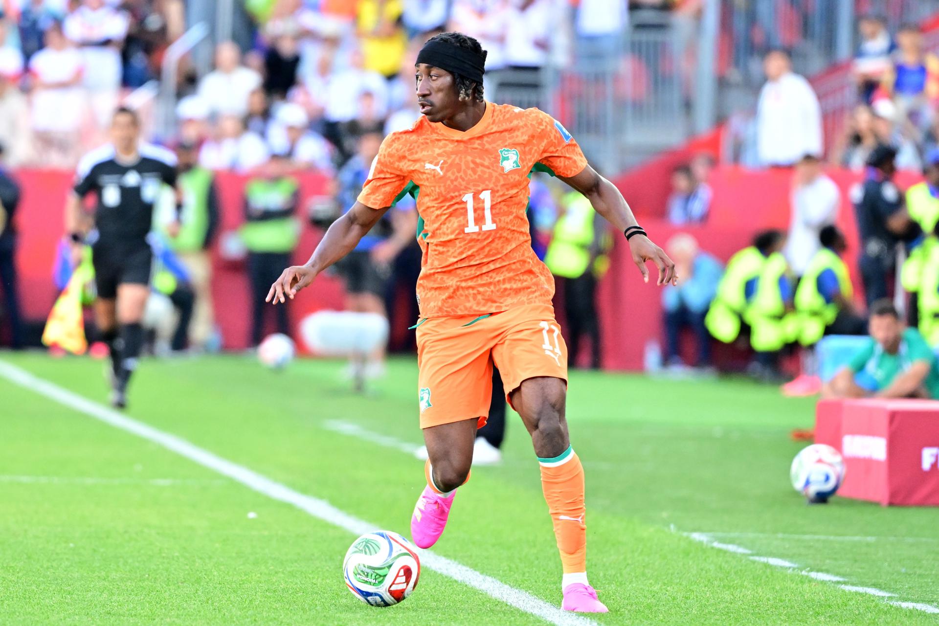 Yan Diomande de Costa de Marfil en acción durante el partido de la fase de grupos de la Copa Mundial de la FIFA 2026 entre Alemania y Costa de Marfil, en Toronto, Canadá, el 20 de junio de 2026. (Costa de Marfil, Alemania) EFE/EPA/EDUARDO LIMA