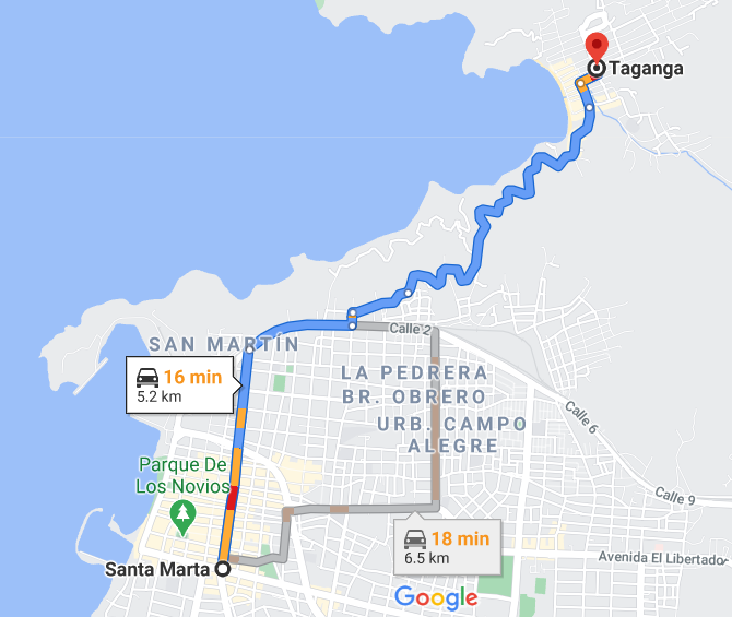 Ubicación Taganga está ubicado en el Norte de Santa Marta, a 15 minutos del Centro Histórico y cuenta con acceso por vía terrestre. 