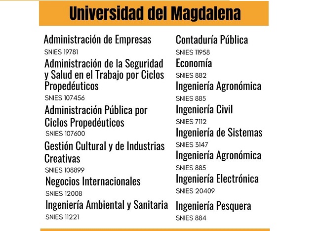 Programas de pregrado de la Universidad del Magdalena 
