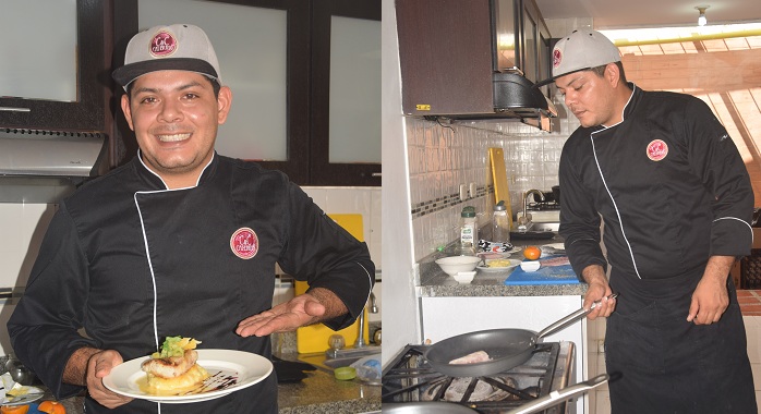 Esta es la presentación del filete de corvina en mantequilla de cítricos sobre puré de yuca.