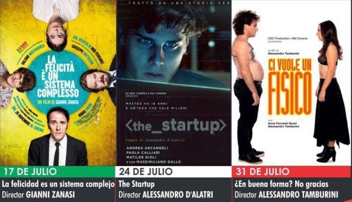 El 17, 24 y 31 de julio se realizará la presentación de las películas de Italocine.