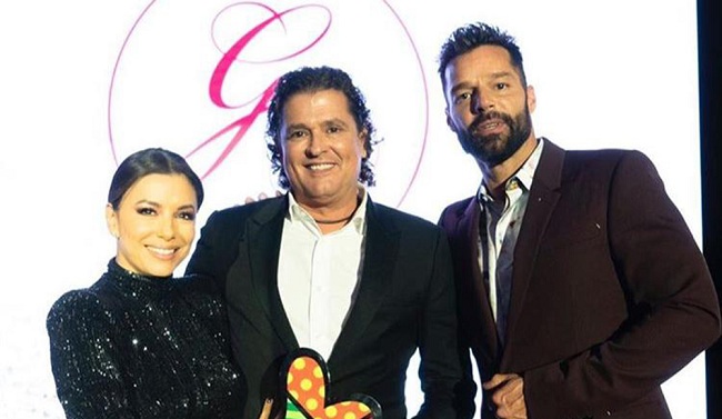 Carlos Vives, Ricky Martin y la actriz Eva Longoria.