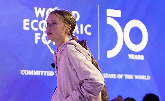 Greta Thunberg, intervino ayer en el foro.