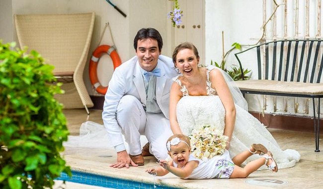 Luis Miguel Zúñiga y Orieta Vives Campo en su matrimonio con Fátima Campo Jaramillo.