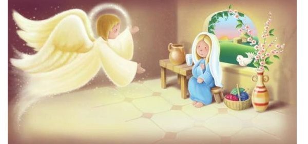El ángel Gabriel visitó a María, le dijo que Dios la bendeciría y que ella sería la madre del Hijo de Dios, que su nombre sería Jesús y que sería el Rey de todas las personas.