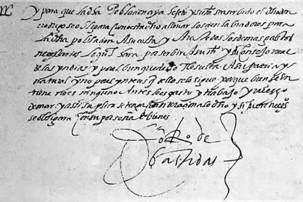 Fragmento del escrito de petición para poblar de Rodrigo de Bastidas al Consejo de Indias, 1519 Fragmento del escrito de petición para poblar de Rodrigo de Bastidas al Consejo de Indias, 1519
