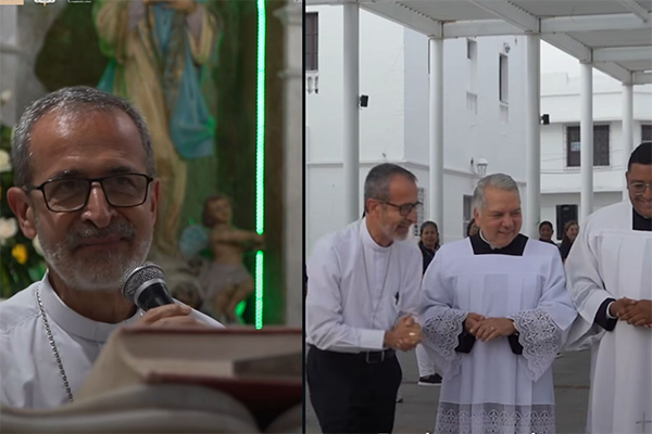 El arzobispo Francisco Múnera, presidente de la Conferencia Episcopal Colombiana, celebró la Eucaristía y compartió con la comunidad parroquial de Ciénaga.Foto: Diocesis de Santa Marta.