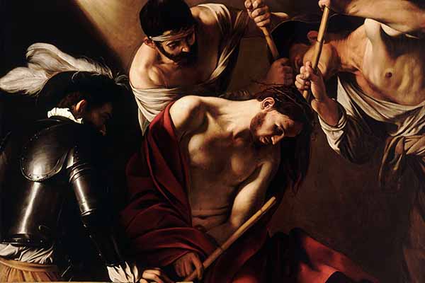 La coronación de espinas (1603) en el Museo de Historia del Arte de Viena, uno de los dos cuadros que Caravaggio ejecutó sobre el tema y uno de los más elegantes del pintor lombardo.