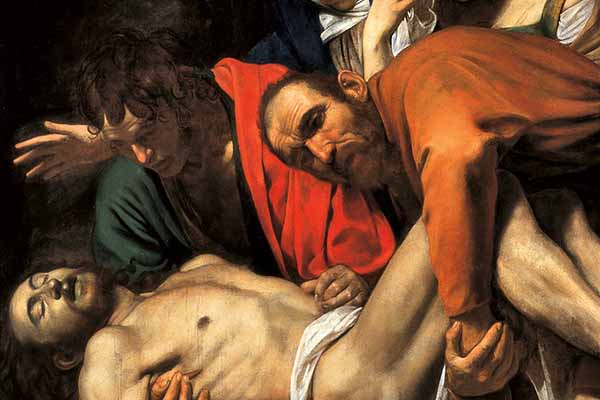 Detalle de El Descendimiento de Caravaggio. Museos Vaticanos.