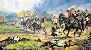 La batalla de Boyacá, también conocida como la batalla del Puente de Boyacá, tuvo lugar en el cruce del río Teatinos, en inmediaciones de Tunja. La batalla finaliza con la rendición en masa de la división realista, y fue la culminación de 78 días de campaña iniciada desde Venezuela por Simón Bolívar para independizar la Nueva Granada.