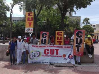 En principales ciudades del país, incluida Santa Marta, la Central Unitaria de Trabajadores de Colombia, CUT, realiza marchas el Día del Trabajador para exigir garantías de protección de sus derechos.